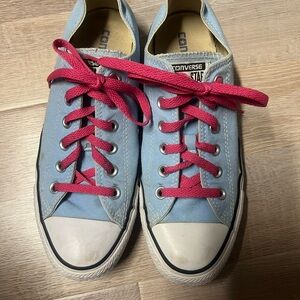 Converse Light Blue Sneakers with Pink Accents